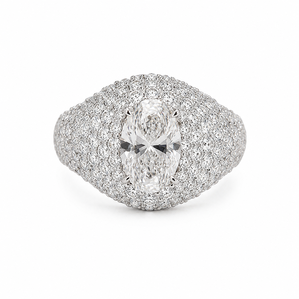 14K Gold Lab Diamond Oval Halo Statement Ring – 9.56 CTW VVS/D