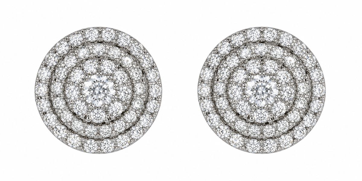 2.23 CTW Natural Diamond Cluster Screw Back Earrings in 14K Gold