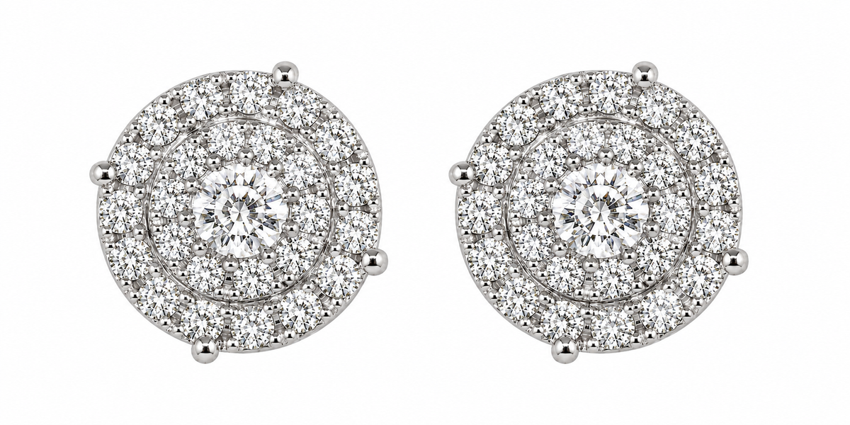 4.03 CTW Natural Diamond Flower Cluster Stud Earrings