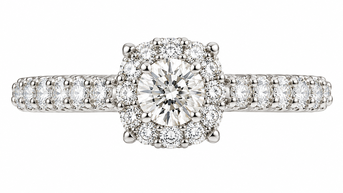 0.73 CTW 14K Diamond Halo Engagement Ring