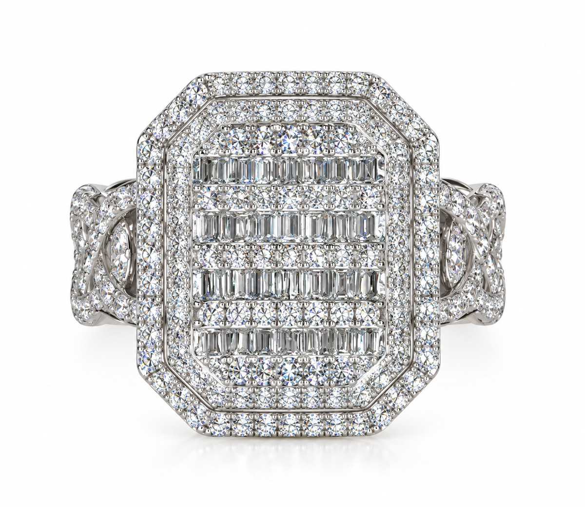 2.00 CTW 10K White Gold Natural Diamond Multi-Row Halo Ring