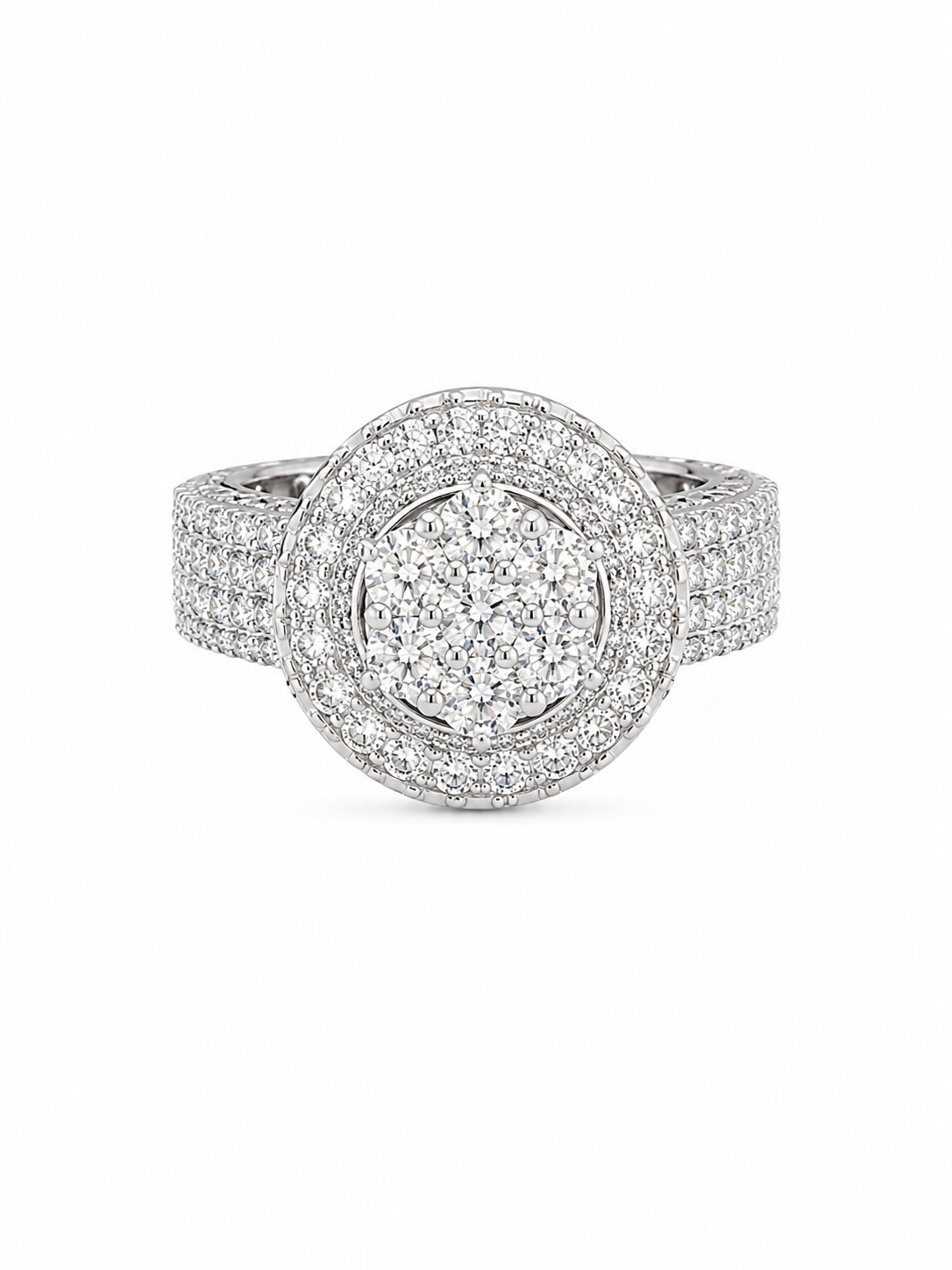 14K Gold Lab Diamond Round Cluster Halo Ring – 5.91 CTW VVS/D