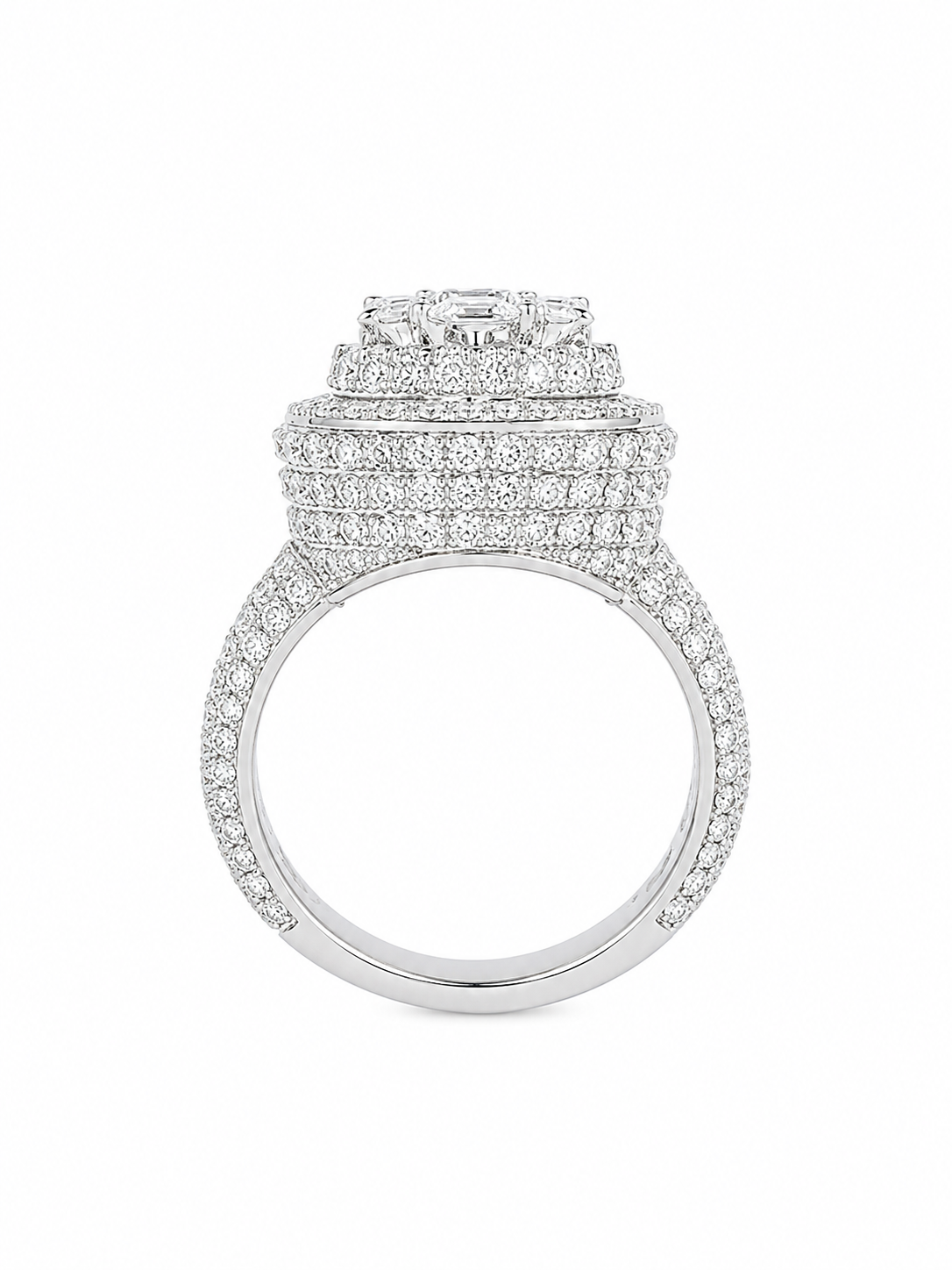 14K Gold Lab Diamond Round Cluster Halo Ring – 5.91 CTW VVS/D