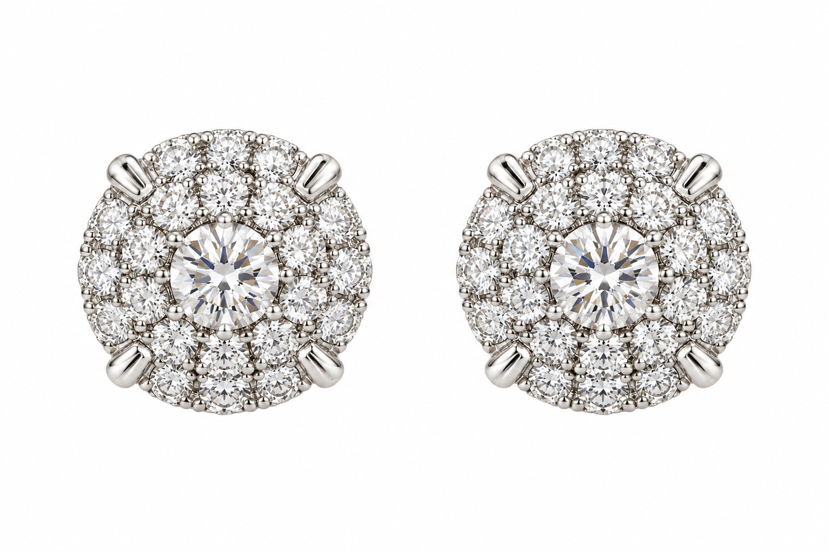1.27 CTW 14K Yellow Gold Natural Diamond Halo Stud Earrings