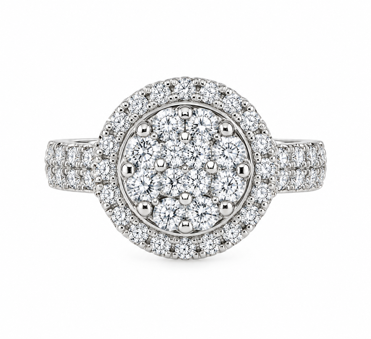 1.70 CTW 14K White Gold Natural Diamond Halo Engagement Ring