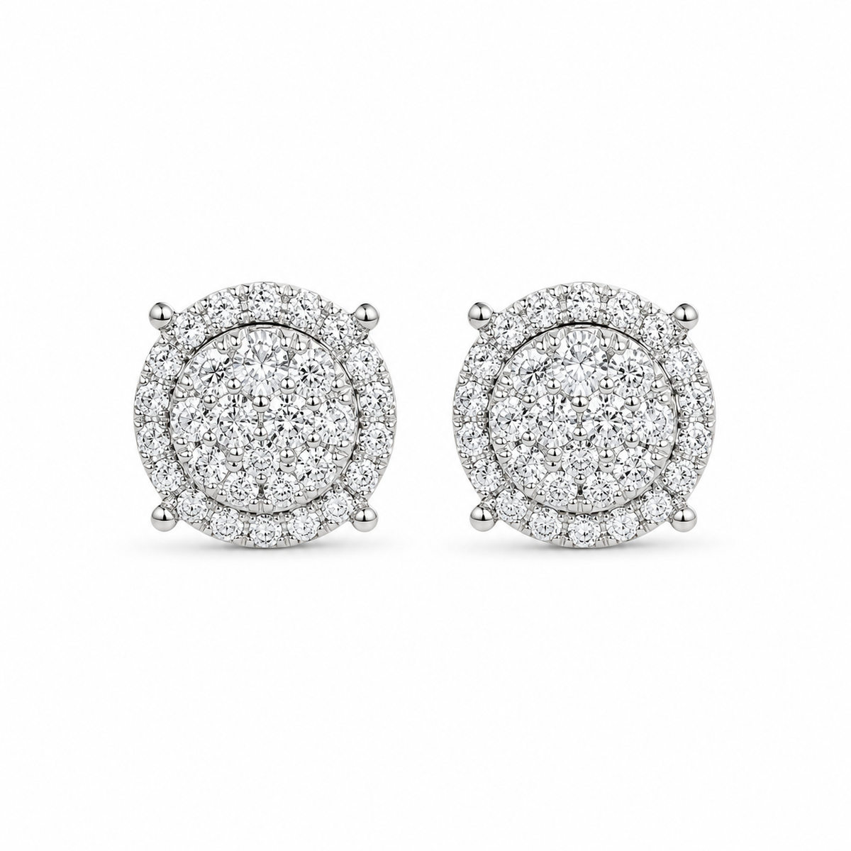 14K Gold Lab Diamond Cluster Stud Earrings 1.39 CTW VVS D – 10.3mm