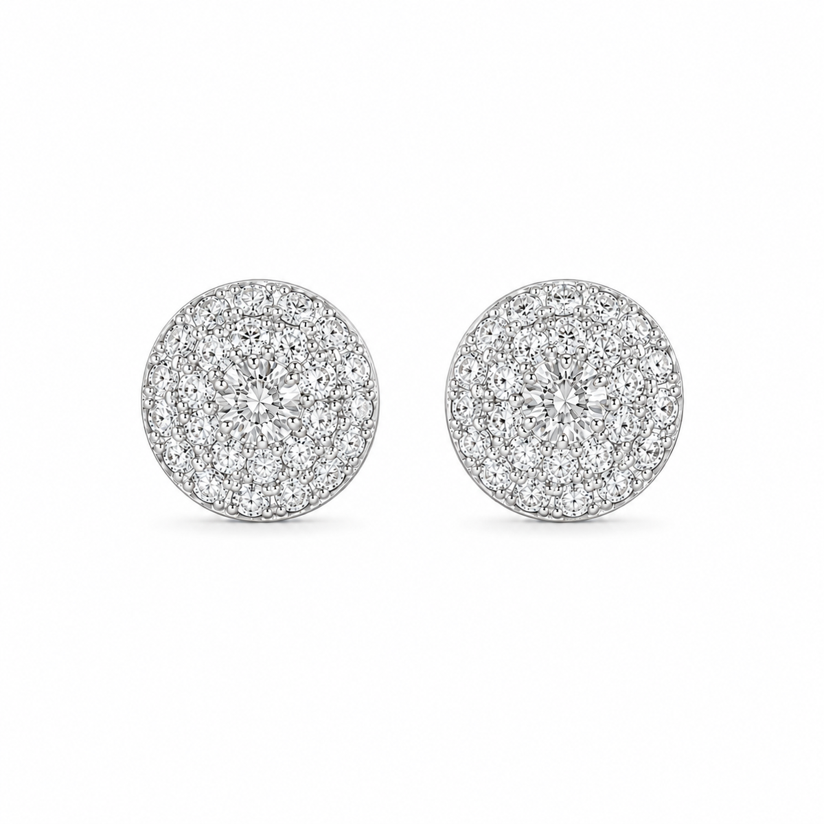 14K Gold Lab Diamond Cluster Stud Earrings 2.03 CTW VVS D – 10.7mm
