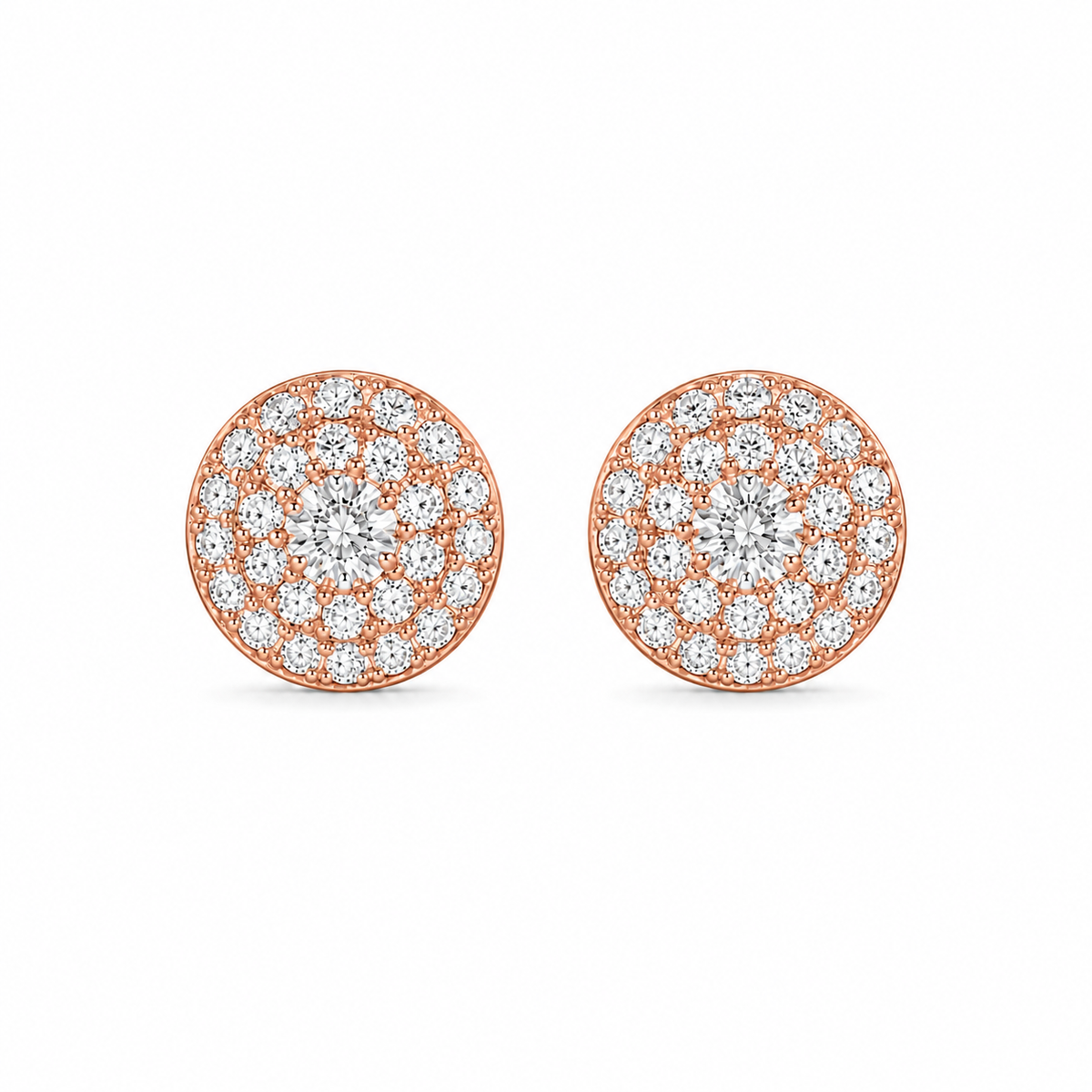14K Gold Lab Diamond Cluster Stud Earrings 2.03 CTW VVS D – 10.7mm