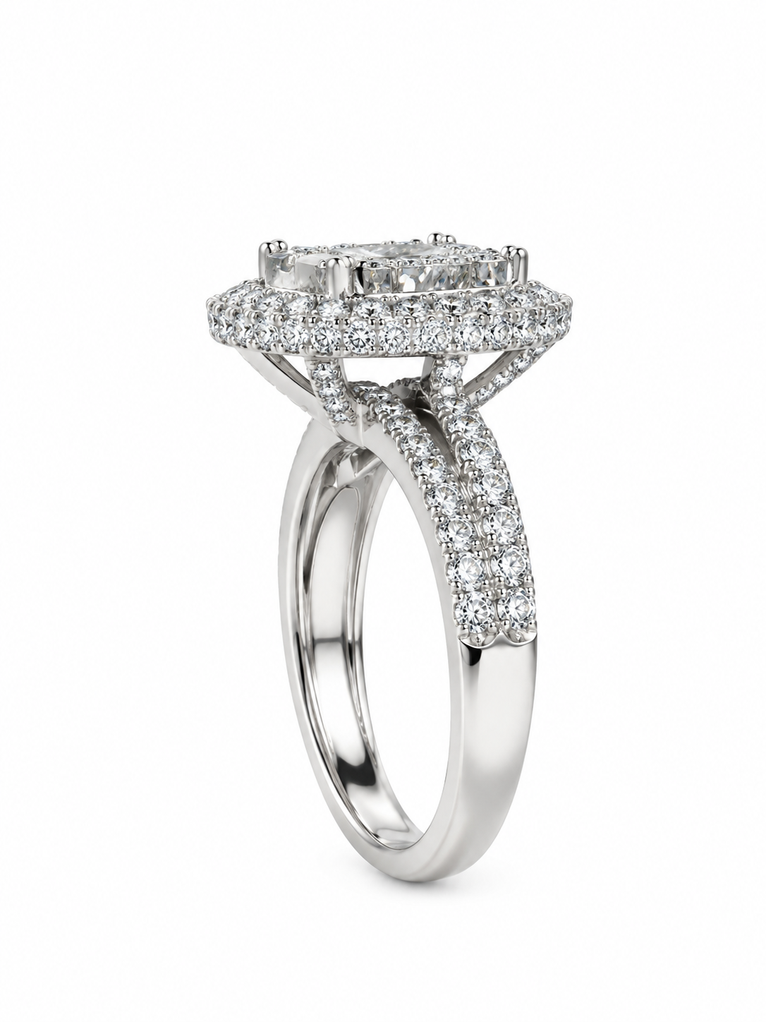 1.70 CTW 14K White Gold Natural Diamond Halo Engagement Ring