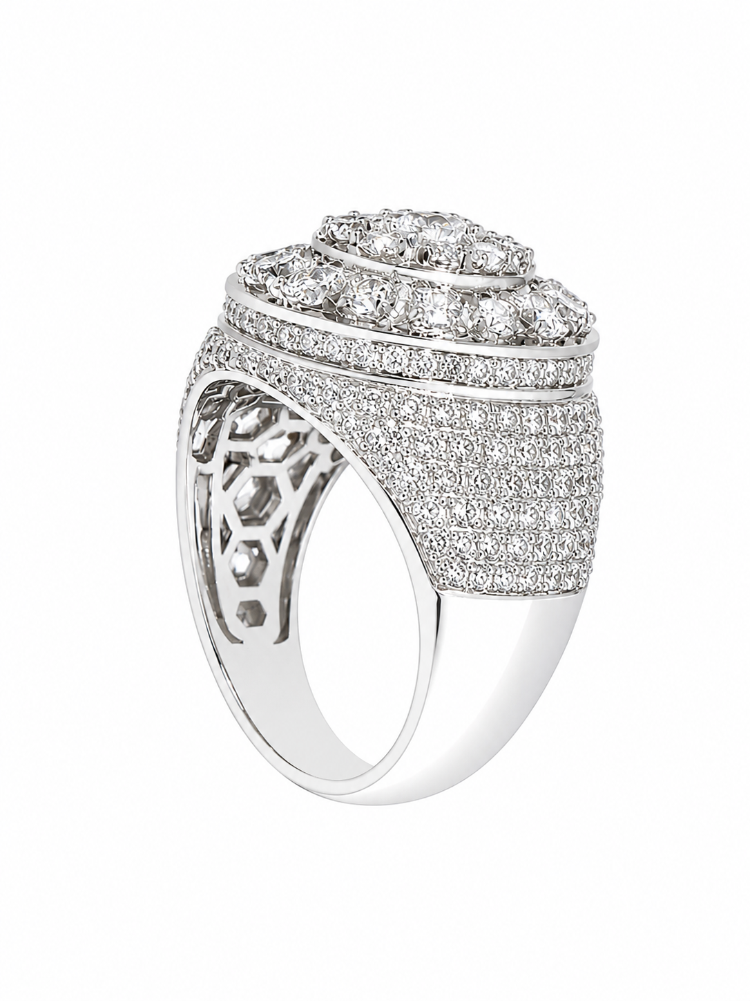 14K Gold Lab Diamond Round Cluster Halo Ring – 6.59 CTW VVS/D