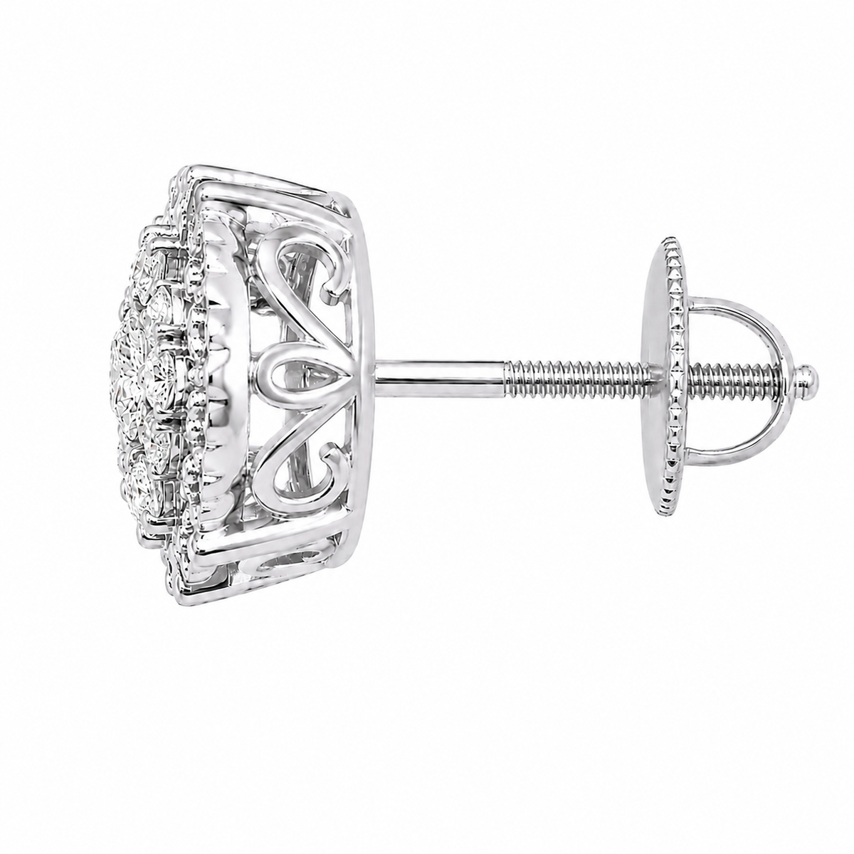 2.64 CTW Natural Diamond Floral Cluster Stud Earrings