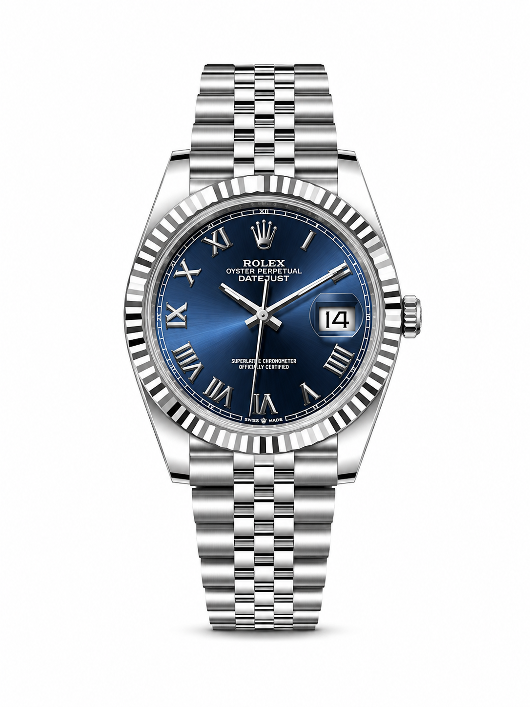 Rolex Datejust 41mm Two-Tone Oystersteel & 18K White Gold Blue Roman Dial 126334