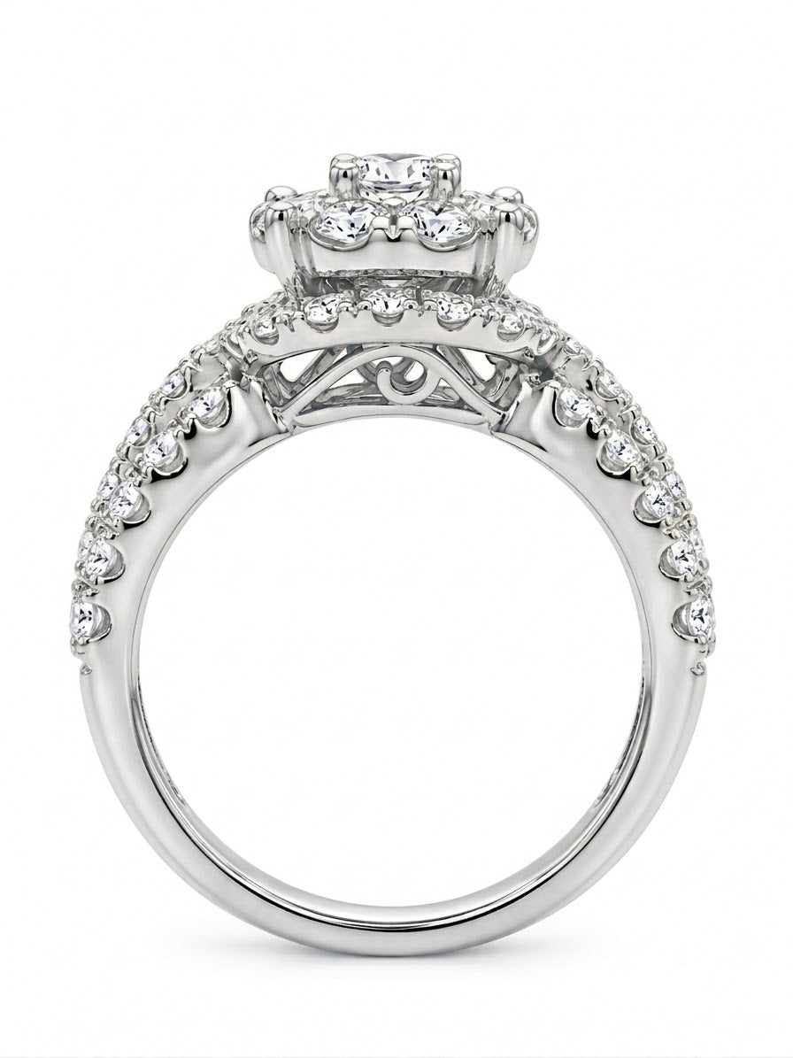 2.55 CTW 14K Gold Diamond Halo Engagement Ring