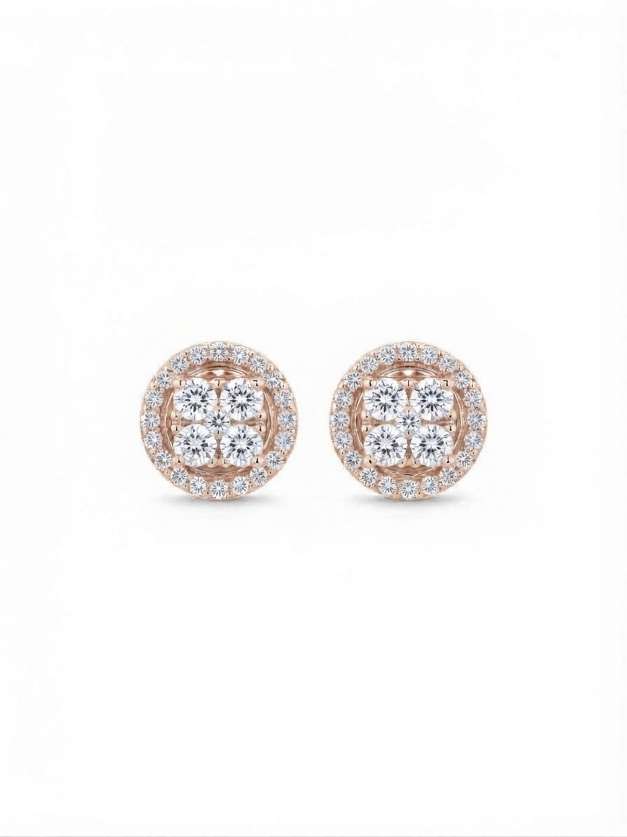 1.15 CTW 14K Natural Diamond Round Cluster Stud Earrings