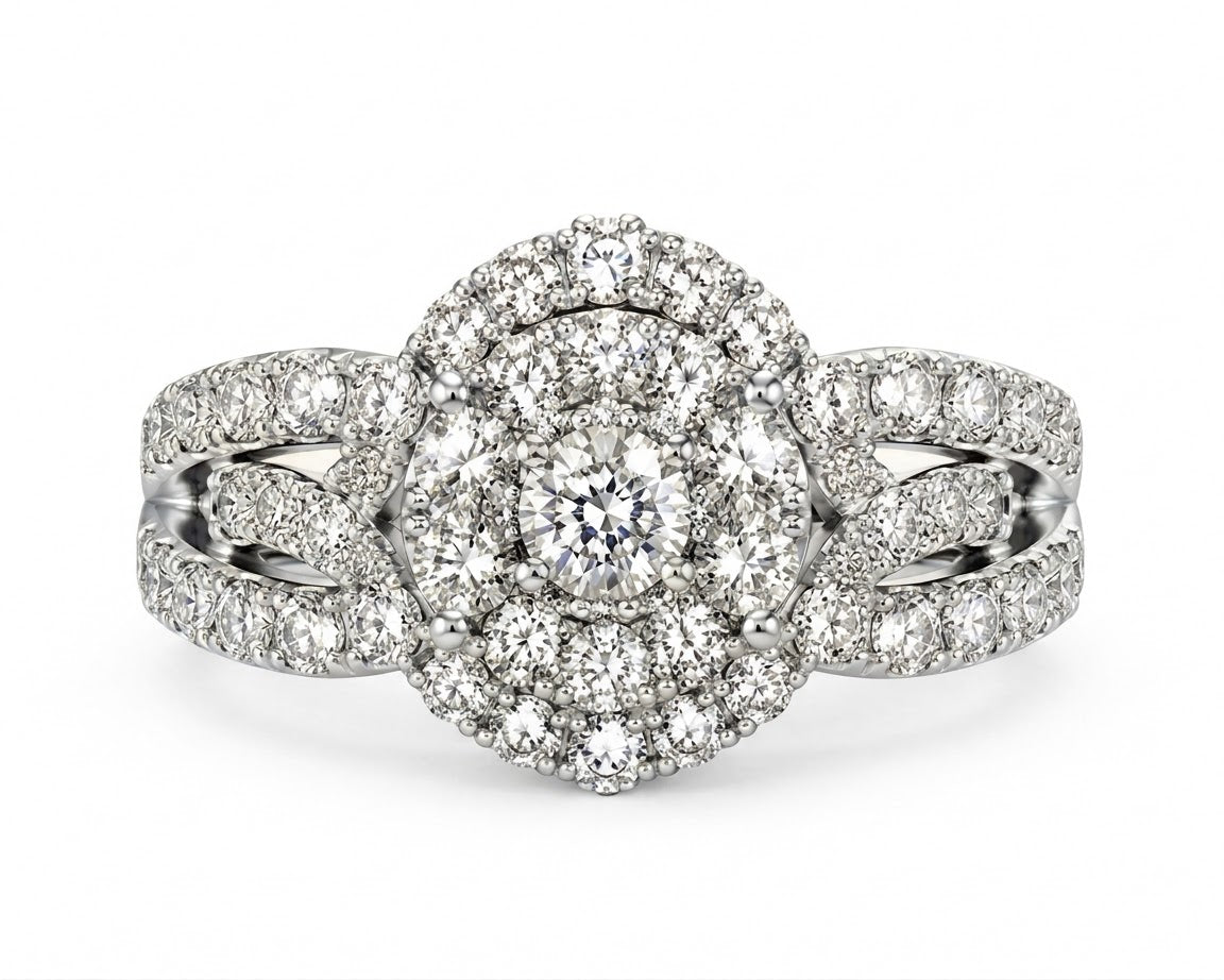 2.55 CTW 14K Gold Diamond Halo Engagement Ring