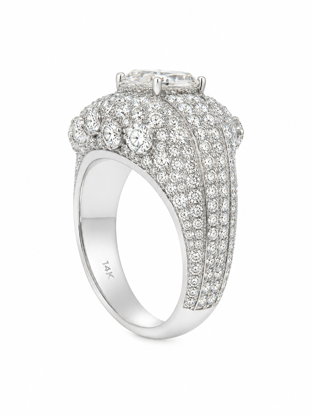 14K Gold Lab Diamond Radiant Halo Statement Ring – 6.74 CTW VVS/D