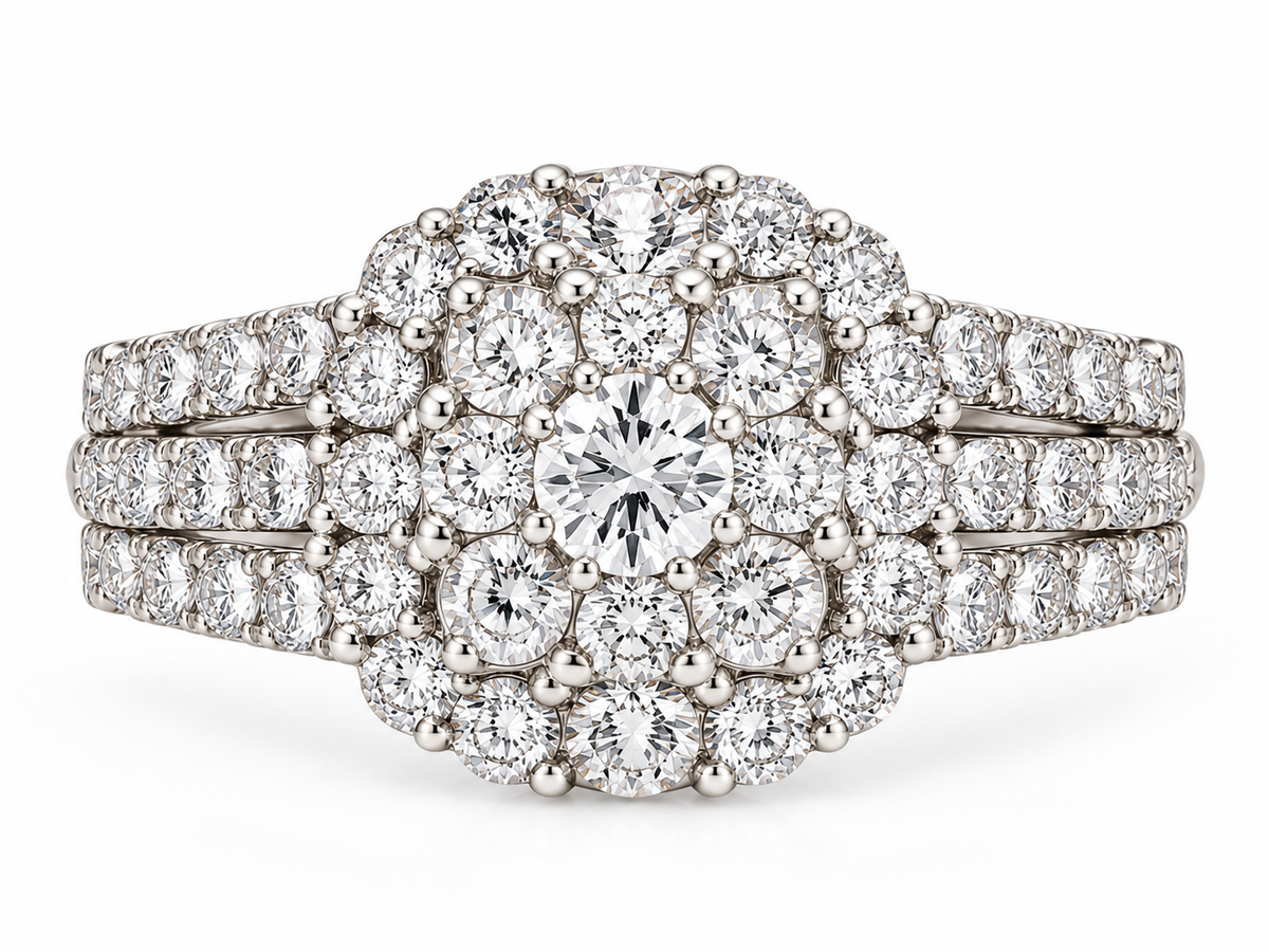 1.88 CTW 14K Gold Multi-Row Cluster Engagement Ring