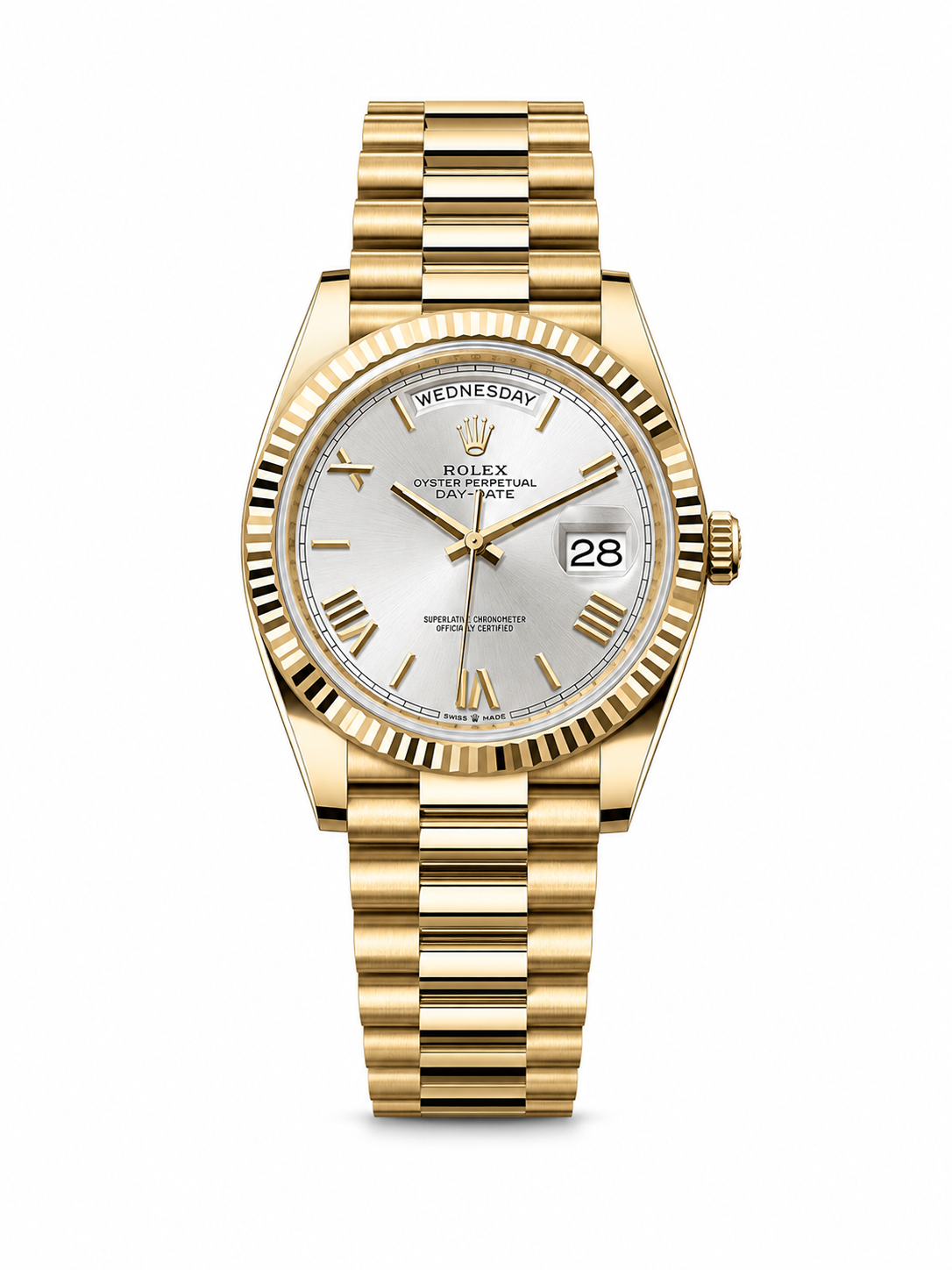 Rolex Day-Date 40 “President” 228238 18K Yellow Gold Silver Dial