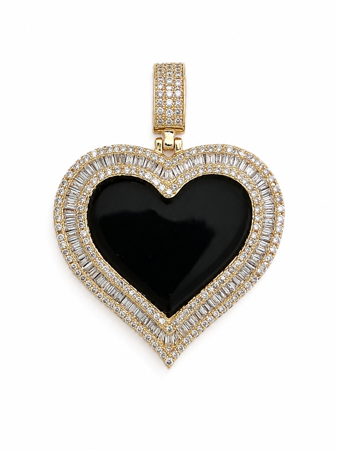 14K Diamond Heart Picture Frame Pendant 1.60 CTW