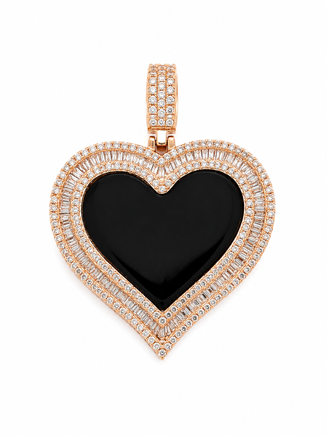 14K Diamond Heart Picture Frame Pendant 1.60 CTW